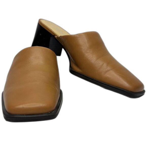 Naturalizer Square Toe Mule Slip On‎ Camel Leather 7 M Like New - Picture 1 of 10
